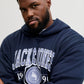 JACK&JONES  JJMAKO SWEAT HOOD PLS BLAUW