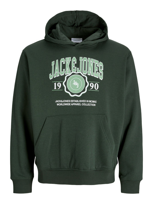 JACK&JONES  JJMAKO SWEAT HOOD Kleur Groen