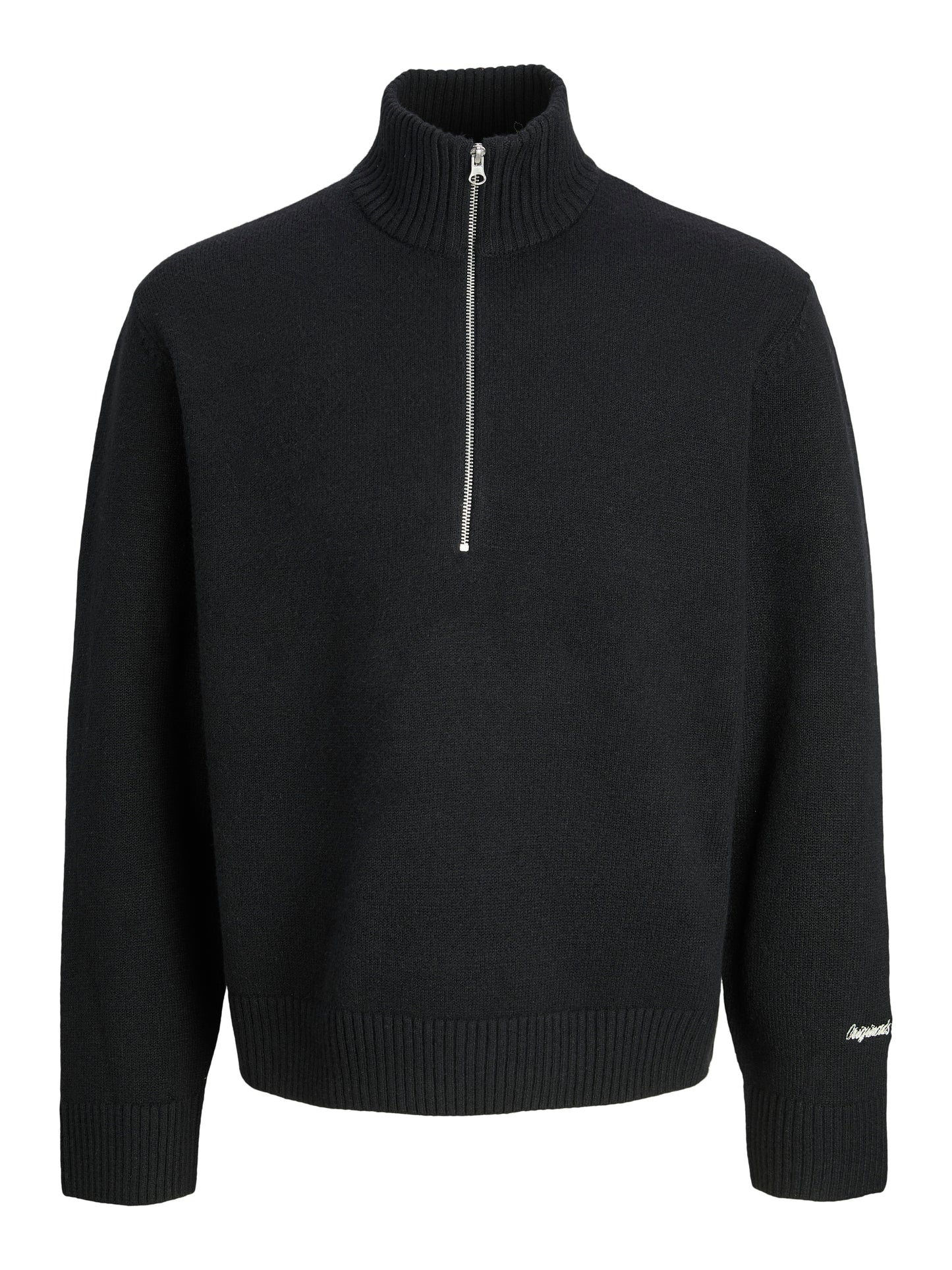 JACK&JONES JORNORREBRO KNIT HALF ZIP PLS ZWART
