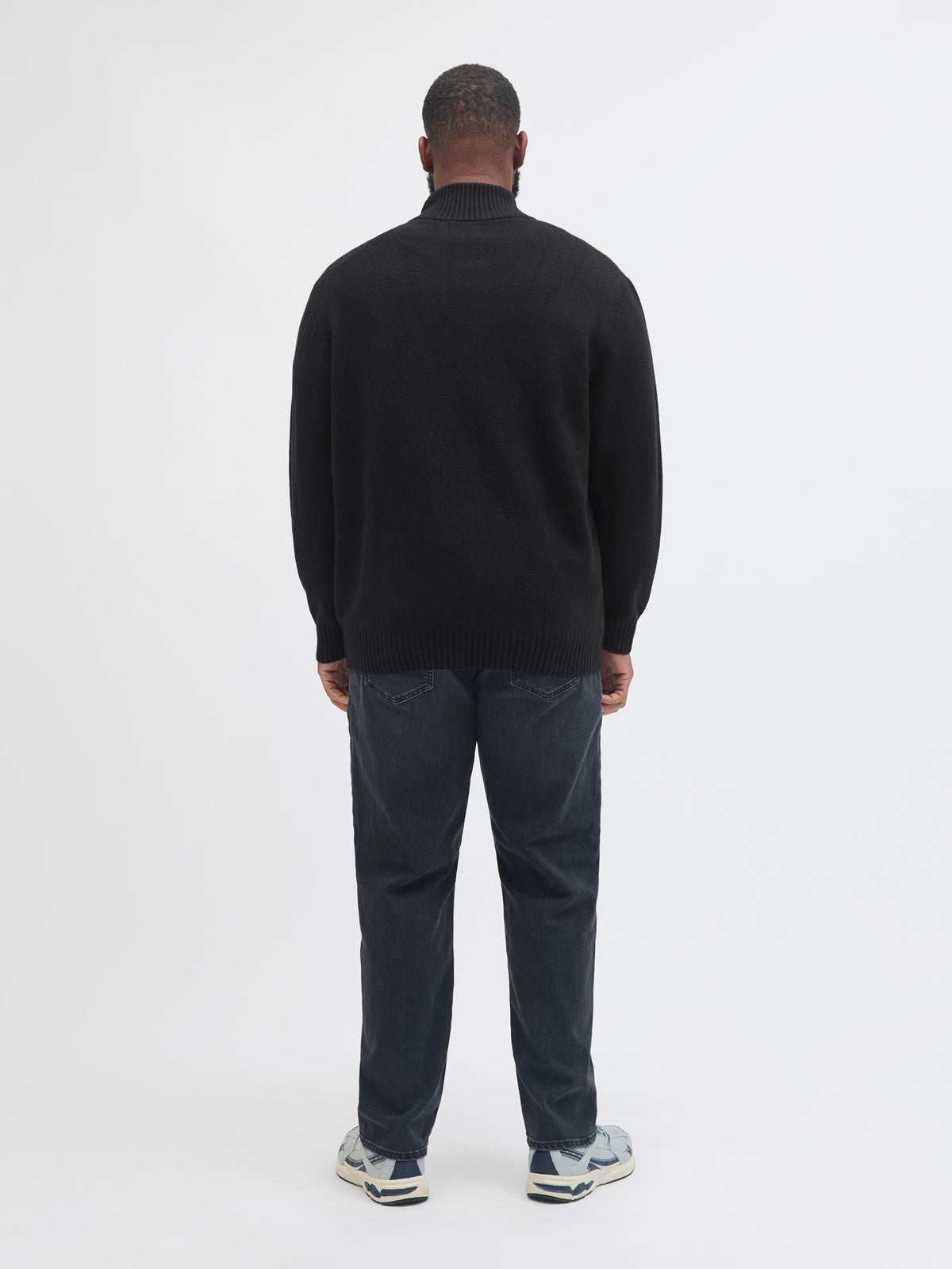 JACK&JONES JORNORREBRO KNIT HALF ZIP PLS ZWART