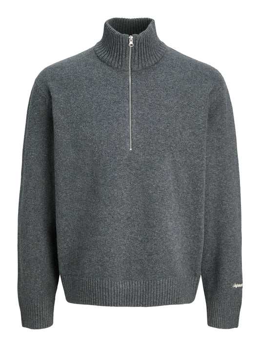 JACK&JONES JORNORREBRO KNIT HALF ZIP PLS GRIJS