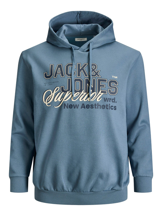 JACK&JONES  JJELOGO SWEAT HOOD 2 COL BLUE MIRAGE
