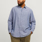 JACK & JONES  JJELINEN BLEND SHIRT BLAUW GROTE MAAT