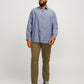 JACK & JONES  JJELINEN BLEND SHIRT BLAUW GROTE MAAT
