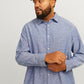 JACK & JONES  JJELINEN BLEND SHIRT BLAUW GROTE MAAT