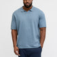 JACK&JONES  JJKANE SLUB KNIT SPLIT NECK POLO PLS BLAUW