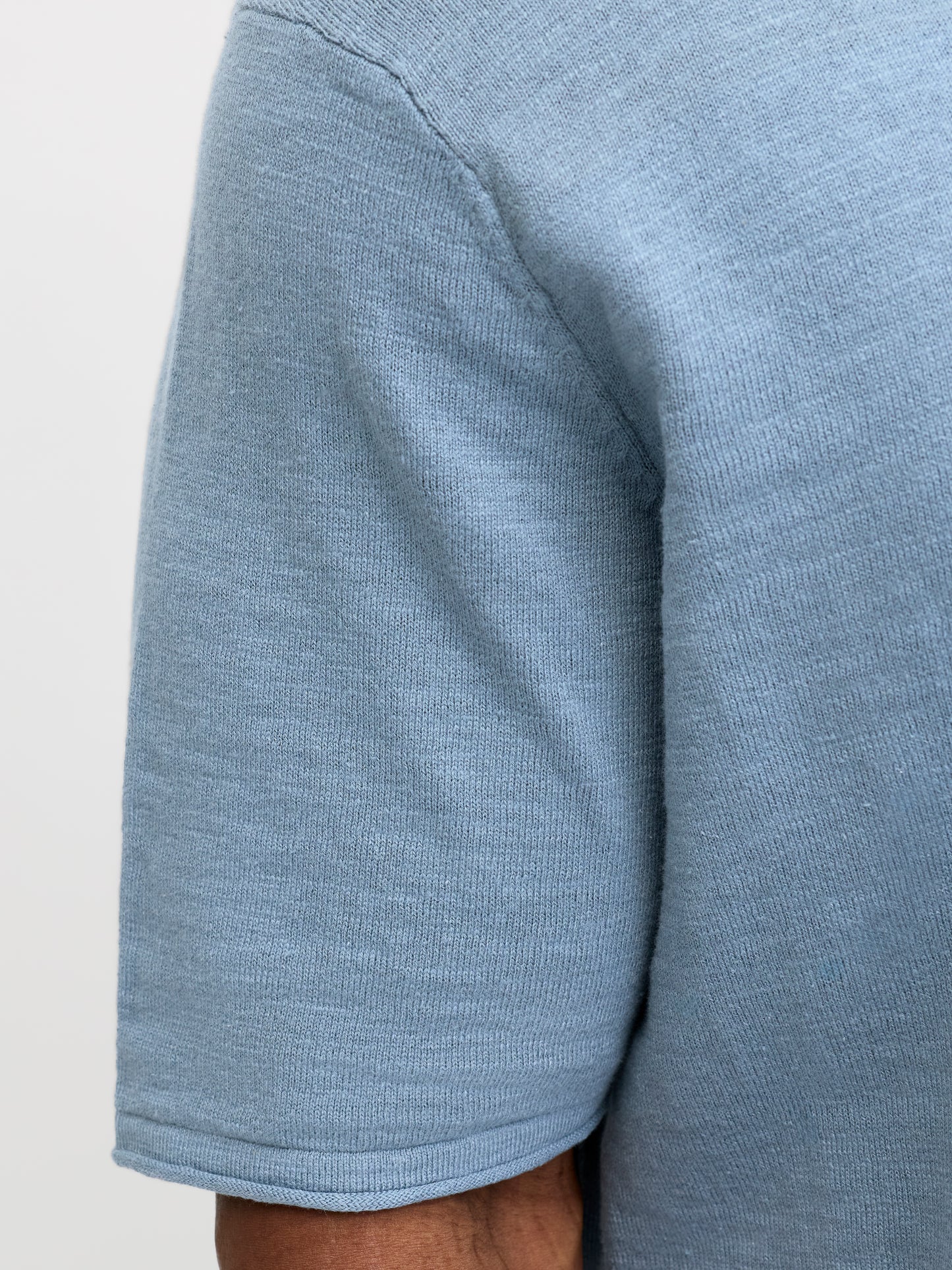 JACK&JONES  JJKANE SLUB KNIT SPLIT NECK POLO PLS BLAUW