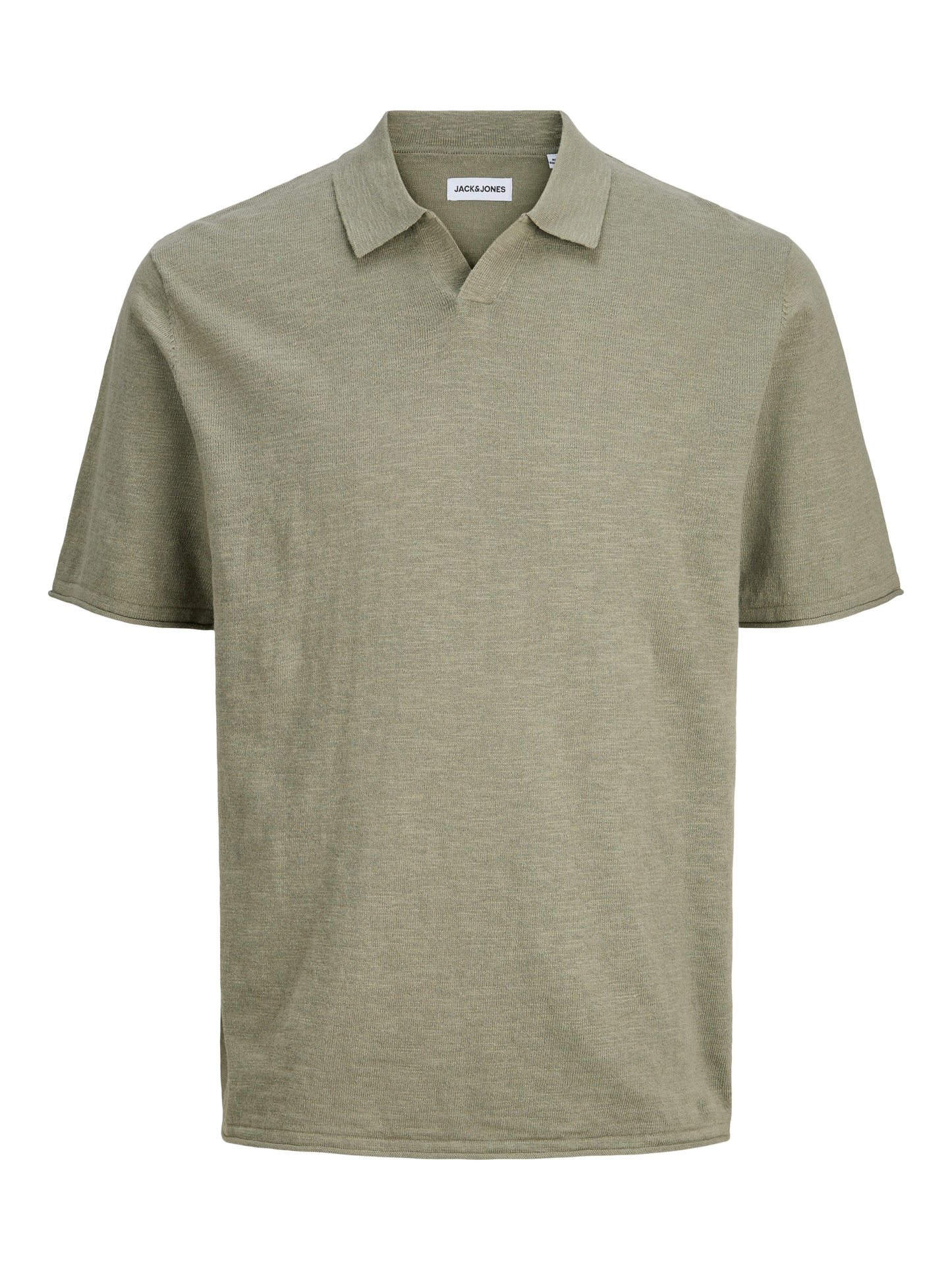 JACK&JONES  JJKANE SLUB KNIT SPLIT NECK POLO PLS GROEN
