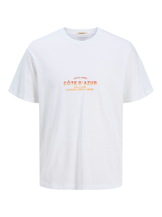 JACK&JONES  JORCANGGU CHEST TEE SS CREW NECK PLS WIT