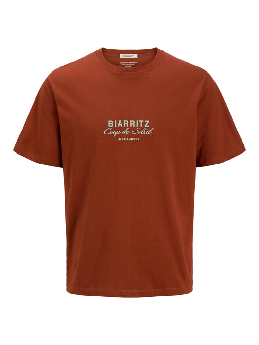 JACK&JONES  JORCANGGU CHEST TEE SS CREW NECK PLS ORANJE