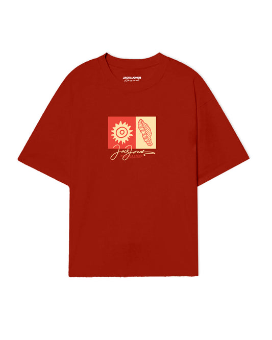 JACK&JONES  JORCANGGU FRONT TEE SS CREW ORANJE
