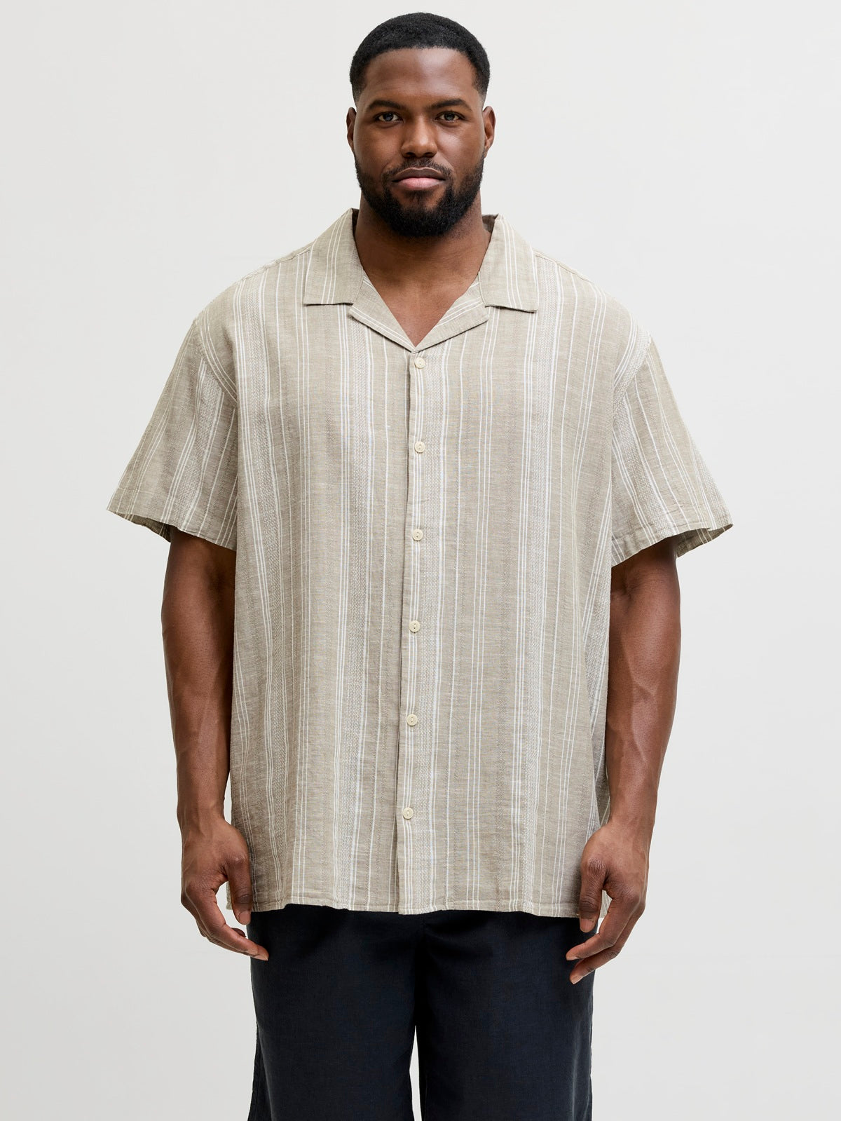JACK&JONES  JPRBLUSUMMER LINEN BLEND DOBBY S/S S PLS