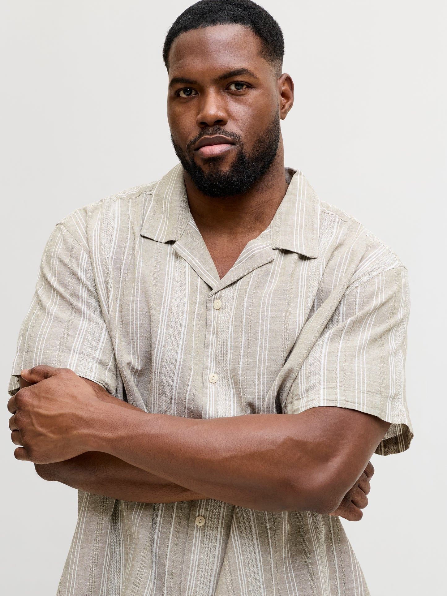 JACK&JONES  JPRBLUSUMMER LINEN BLEND DOBBY S/S S PLS