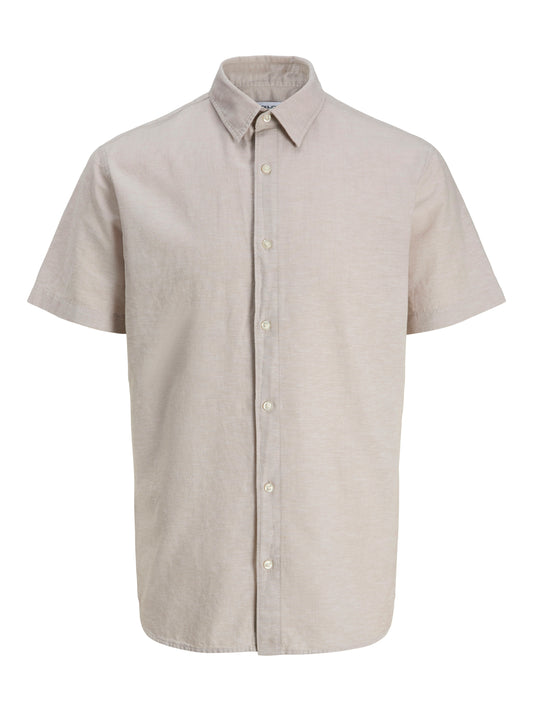 JACK&JONES PLUS JJEBREEZE LINEN BLEND SHIRT SS SN PLS KLEUR STRING