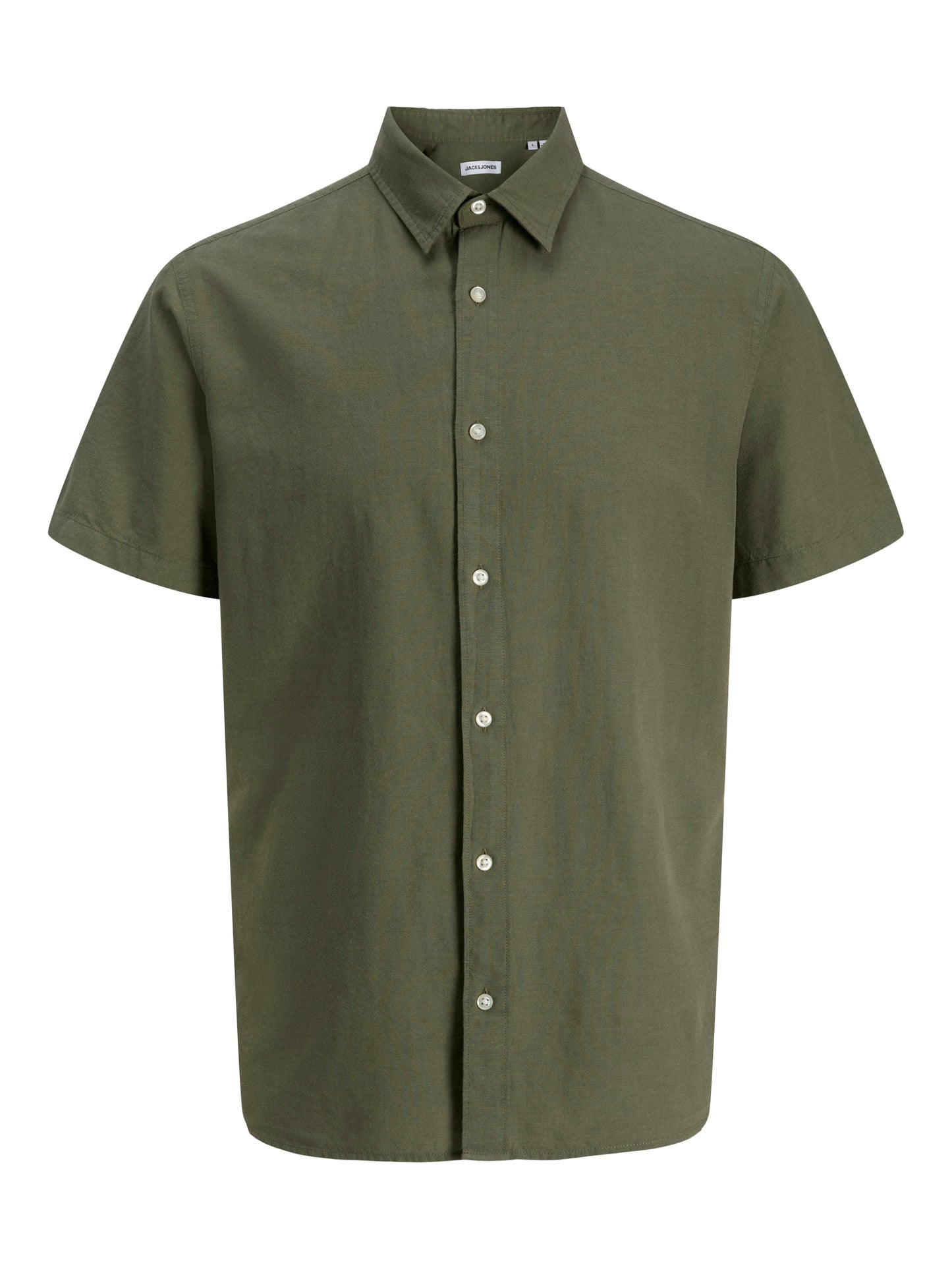 JACK&JONES PLUS JJEBREEZE LINEN BLEND SHIRT SS SN PLS OLIVE GREEN