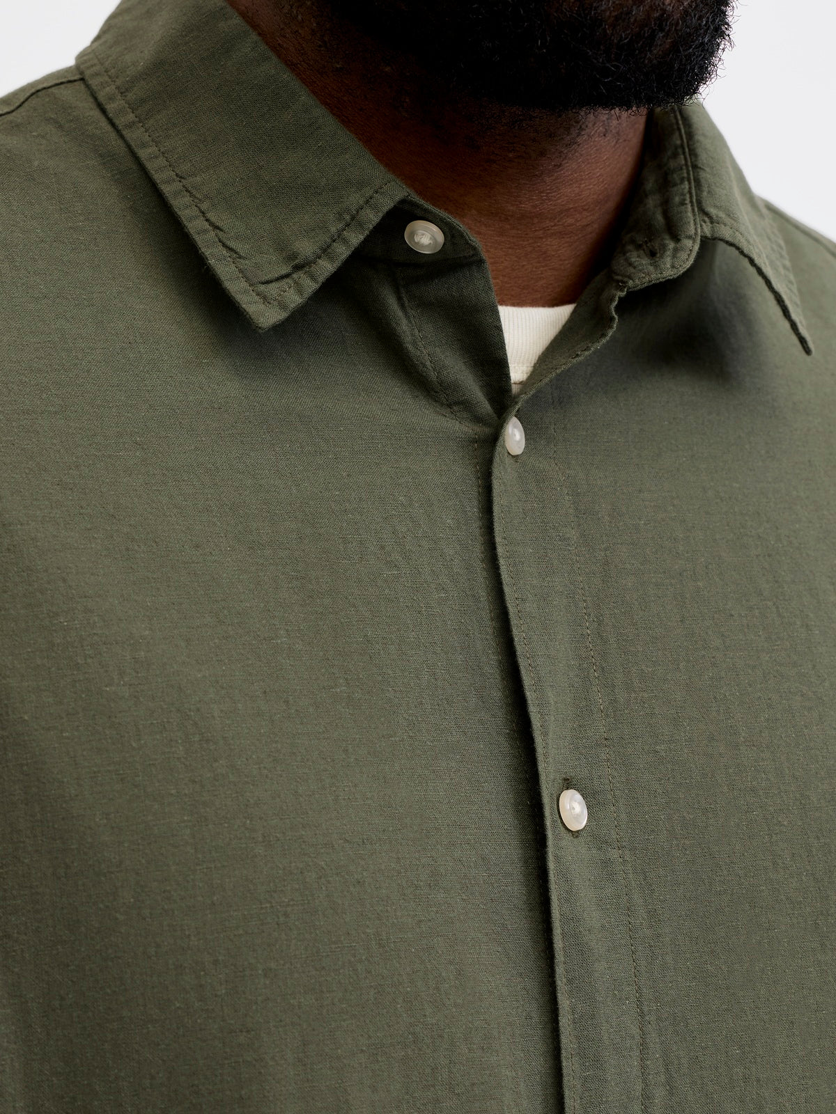 JACK&JONES PLUS JJEBREEZE LINEN BLEND SHIRT SS SN PLS OLIVE GREEN