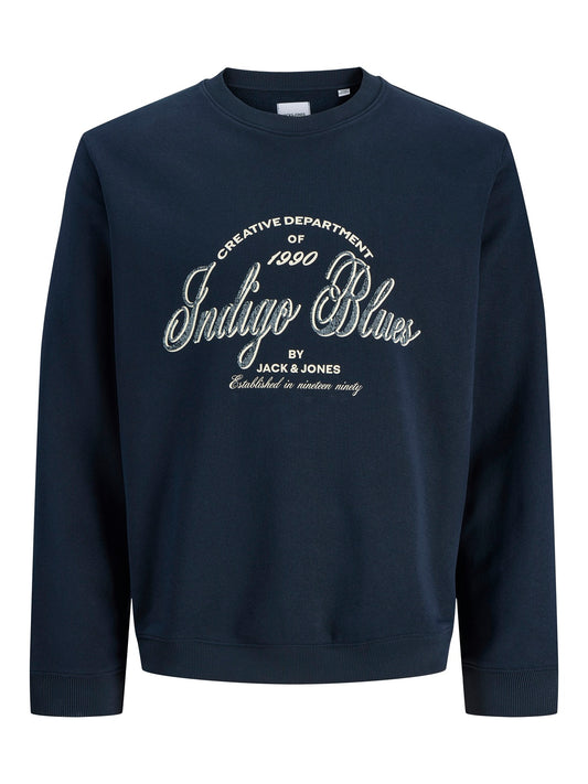 JACK&JONES  JJEDENVER GRAPHIC SWEAT CREW NECK PLS BLAUW