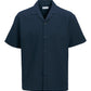 JACK&JONES JJGLOBAL WAFFLE RESORT SHIRT SS PLS   DARK NAVY