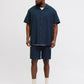 JACK&JONES JJGLOBAL WAFFLE RESORT SHIRT SS PLS   DARK NAVY