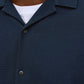JACK&JONES JJGLOBAL WAFFLE RESORT SHIRT SS PLS   DARK NAVY