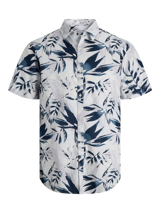 JACK&JONES  JJHONOLULU AOP SHIRT SS PLS CLOUD DANCER
