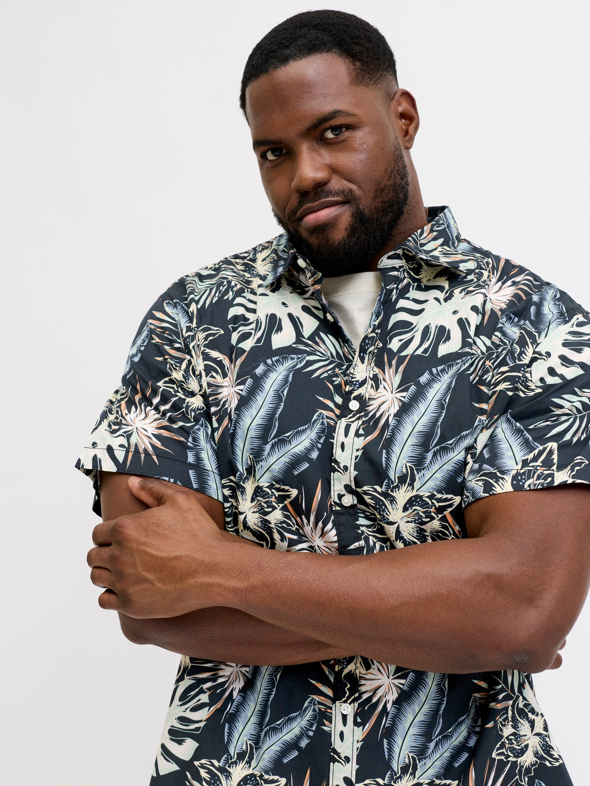 JACK&JONES  JJHONOLULU AOP TEE SS CREW NECK PLS
