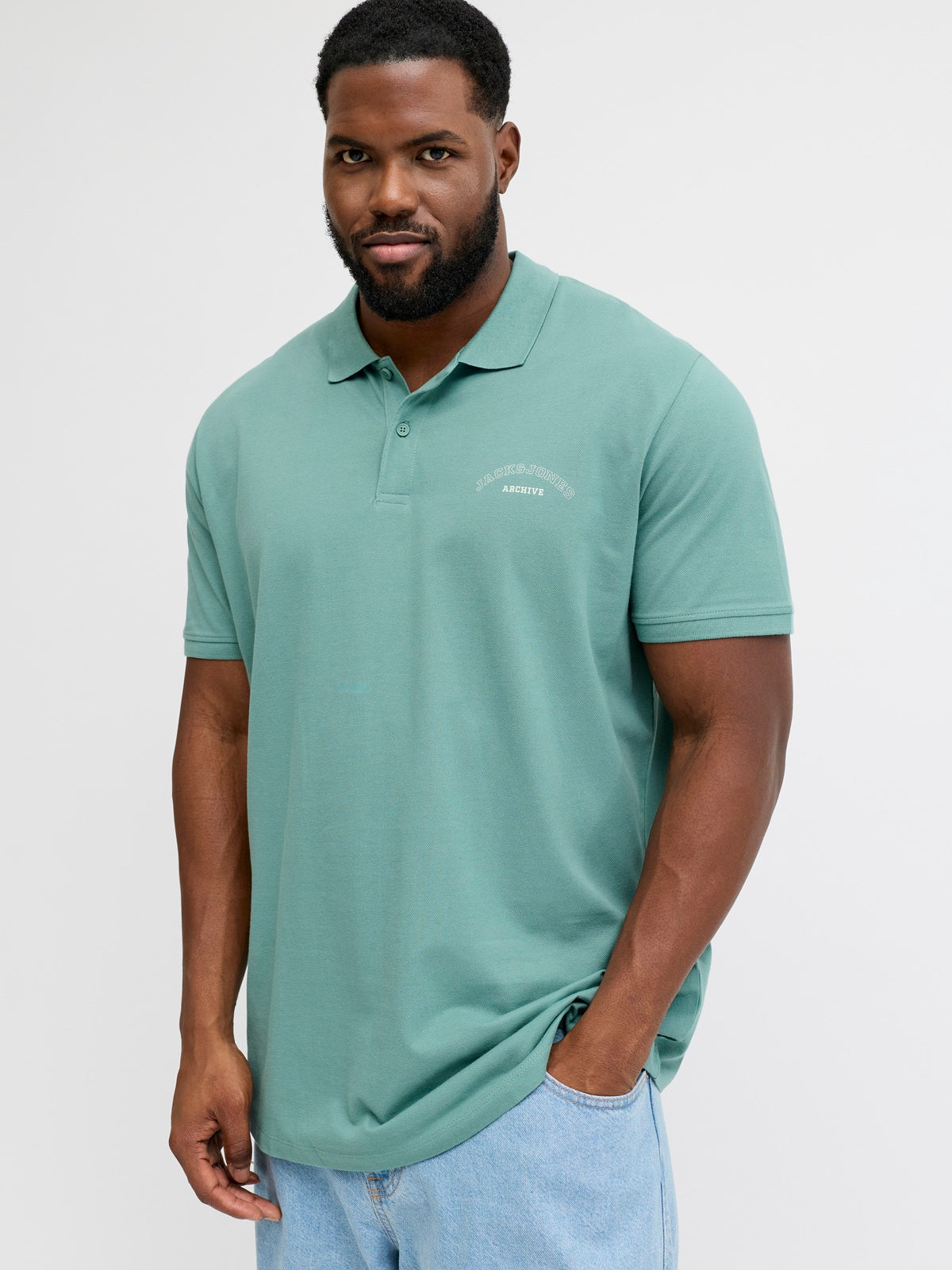 JACK&JONES JJCOLLEGE LOGO POLO SS PLS MINERAL BLUE