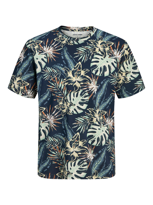 JACK&JONES  JJHONOLULU AOP TEE SS CREW NECK PLS NAVY BLAZER
