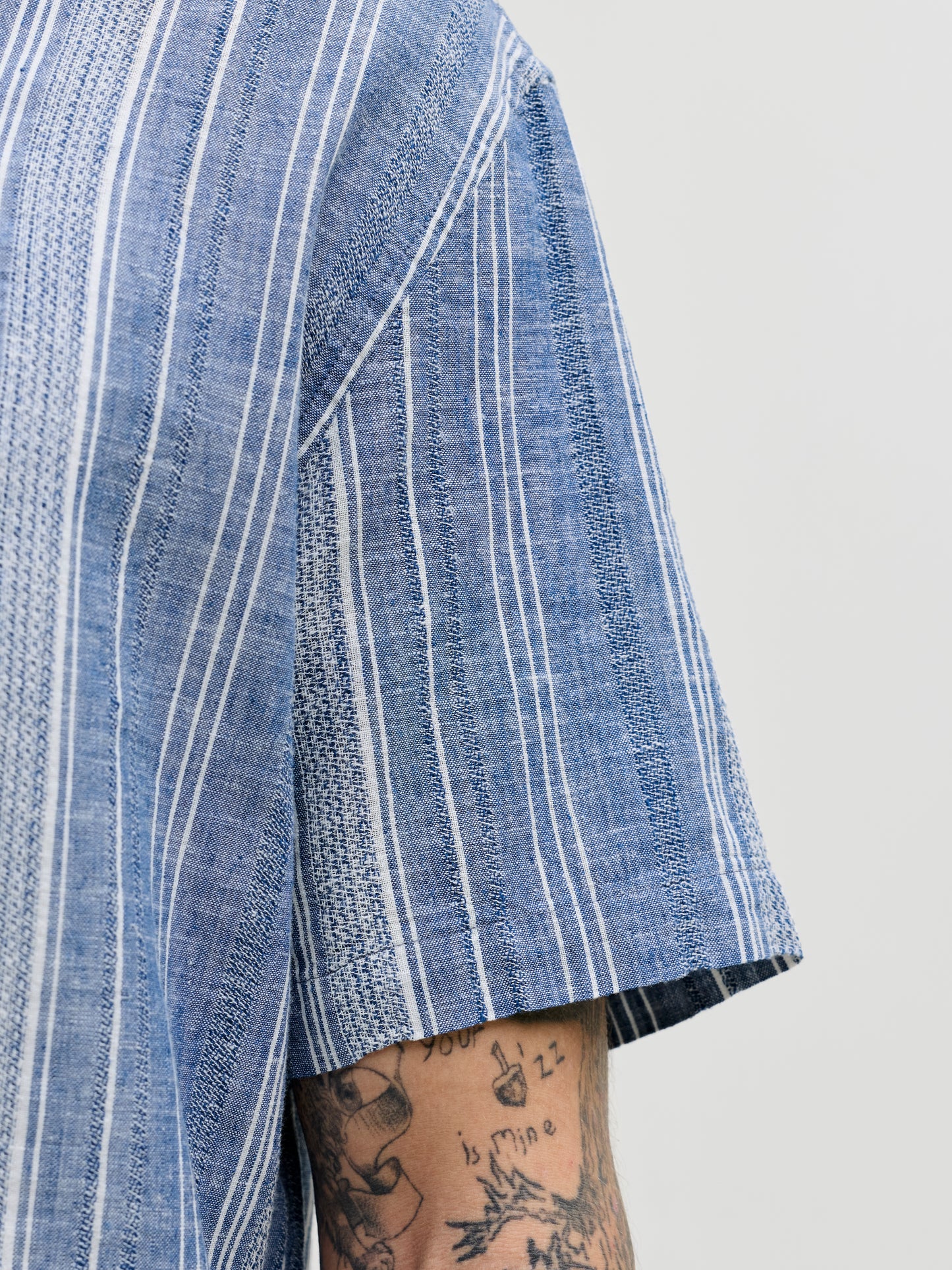 JACK&JONES  JPRBLUSUMMER LINEN BLEND DOBBY S/S S PLS Blauw