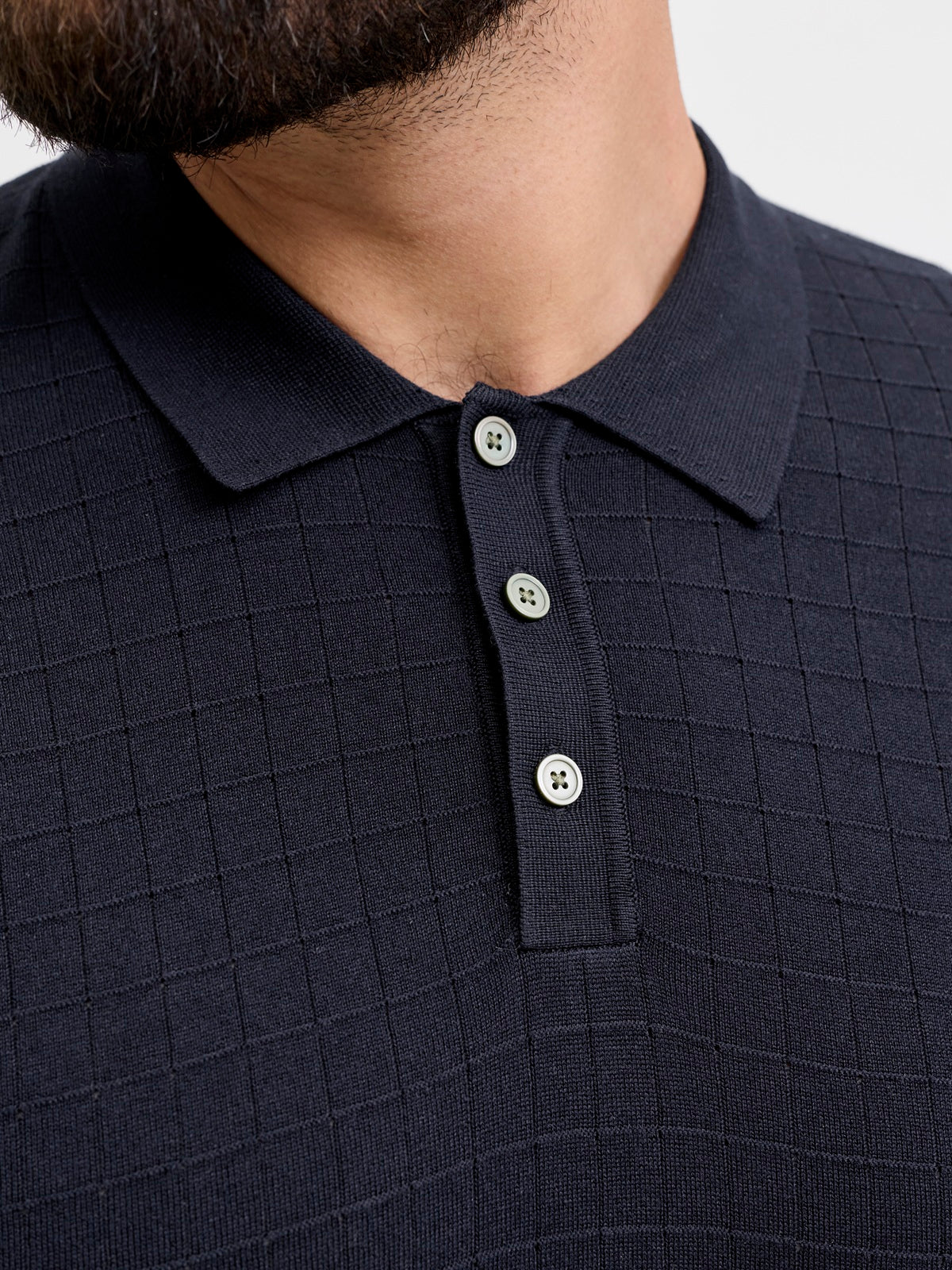 JACK&JONES  JPRBLAWILLIAM STRUCTURE KNIT POLO PLS BLAUW