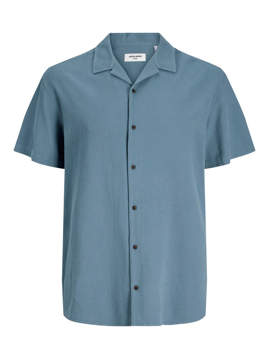 JACK&JONES JJGLOBAL WAFFLE RESORT SHIRT SS PLS  Blue Mirage
