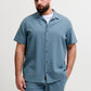 JACK&JONES JJGLOBAL WAFFLE RESORT SHIRT SS PLS  Blue Mirage
