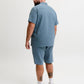 JACK&JONES JJGLOBAL WAFFLE RESORT SHIRT SS PLS  Blue Mirage