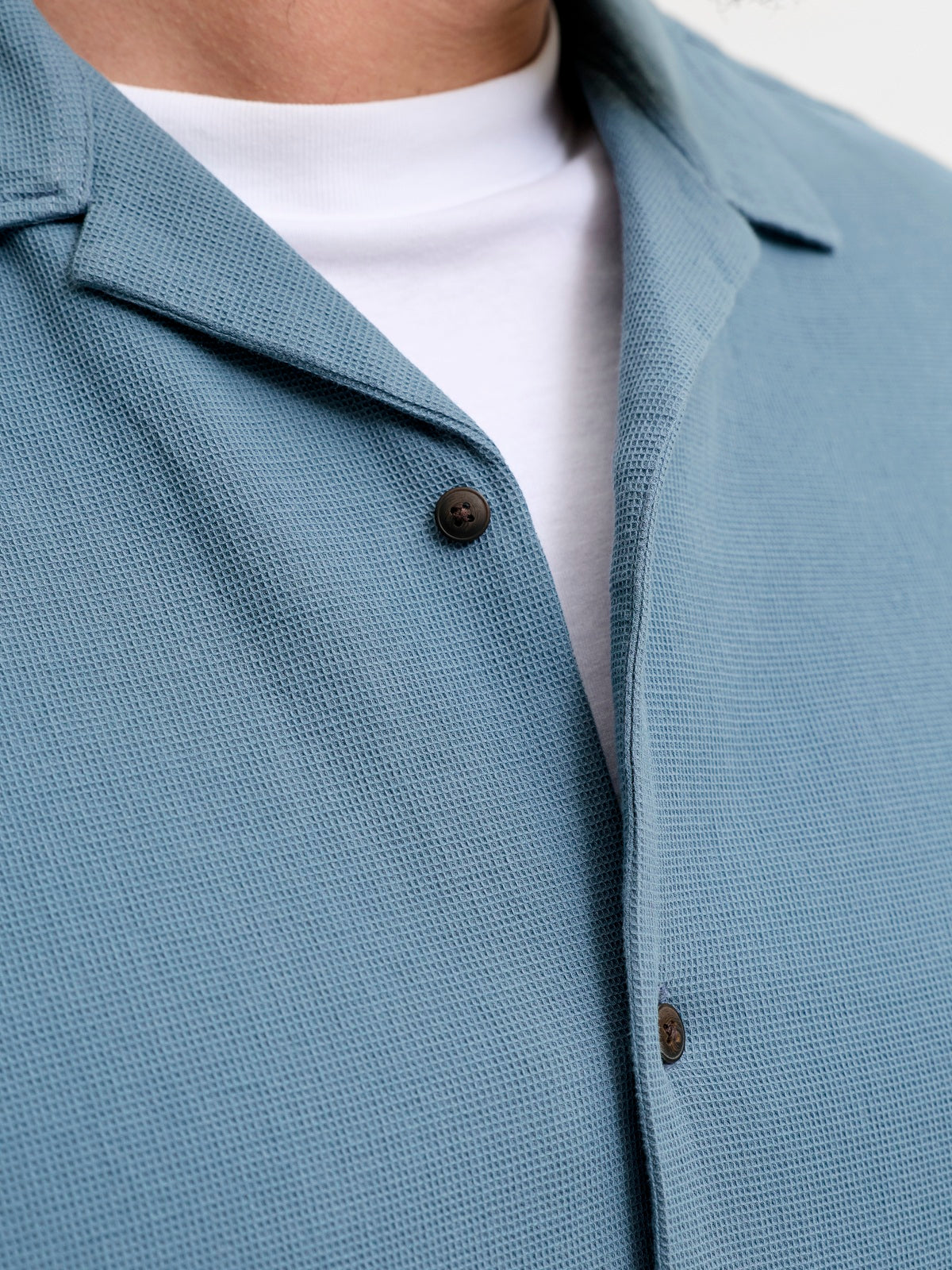 JACK&JONES JJGLOBAL WAFFLE RESORT SHIRT SS PLS  Blue Mirage