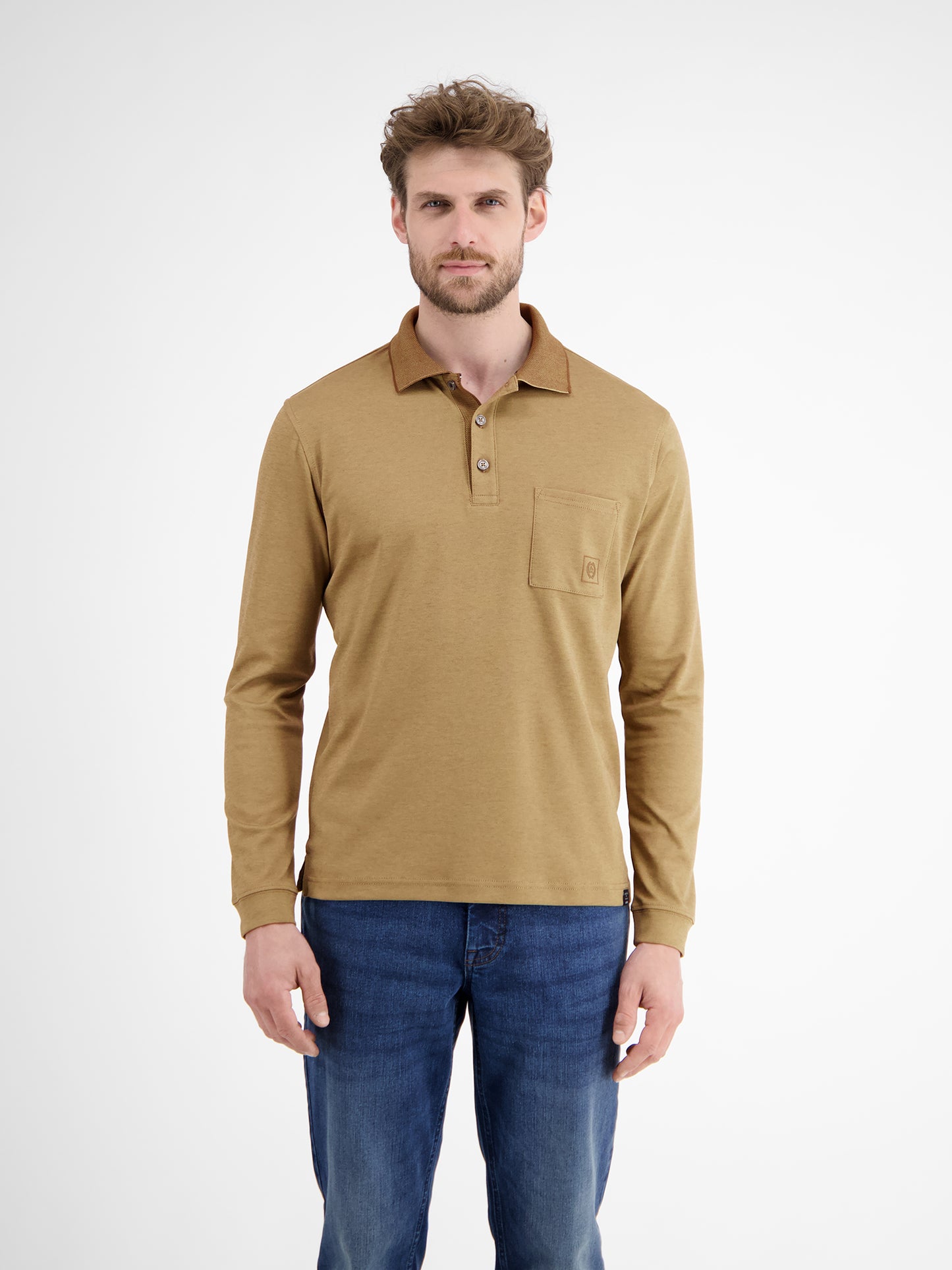 Lerros Polo Lange mouw Kleur Light Coffee