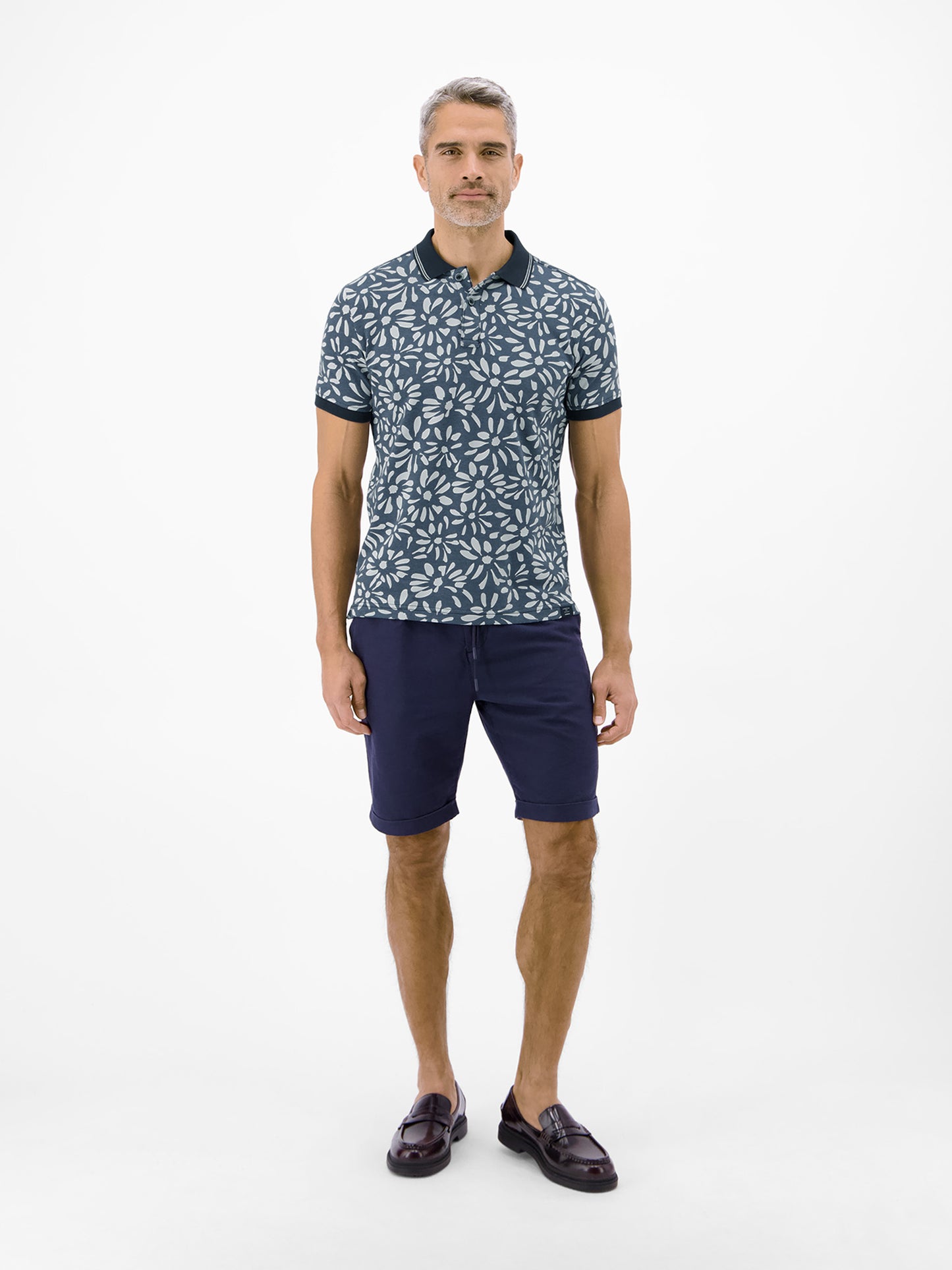 LERROS POLO BLAUW PRINT