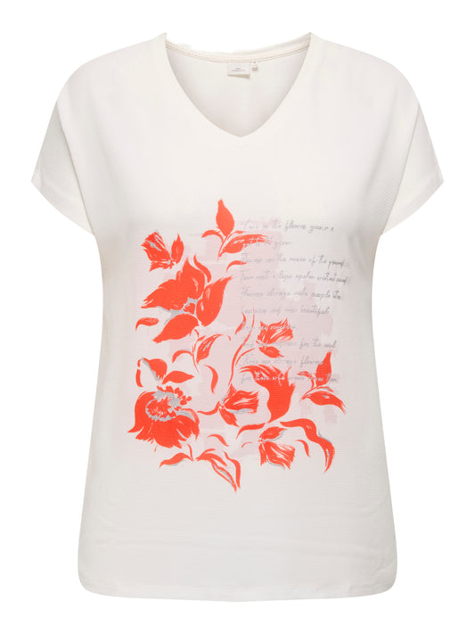 ONLY CARMAKOMA  CARVIGGA S/S V-NECK MIX TEE
