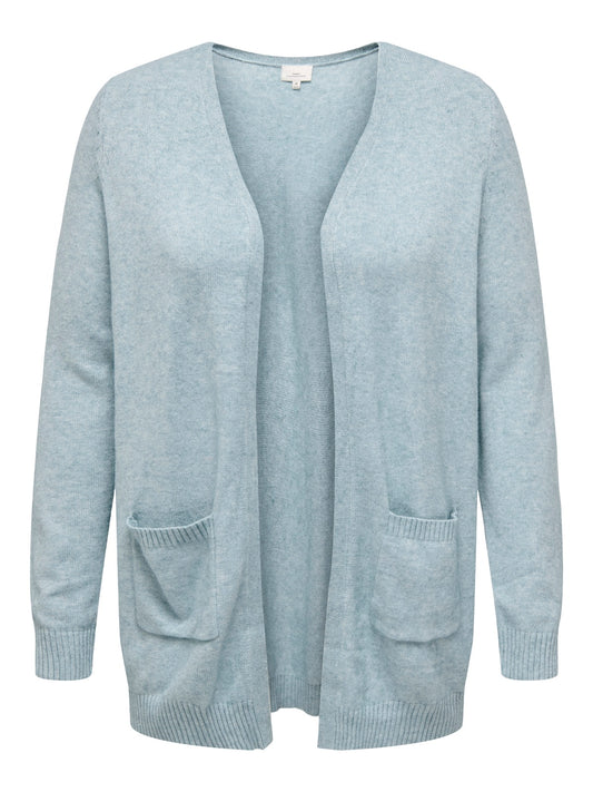 ONLY CARMAKOMA  CARESLY LIFE L/S OPEN CARDIGAN KNT NOOS BLAUW