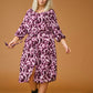 ONLY CARMAKOMA  CARTYLA LIFE 3/4 BLK DRESS AOP