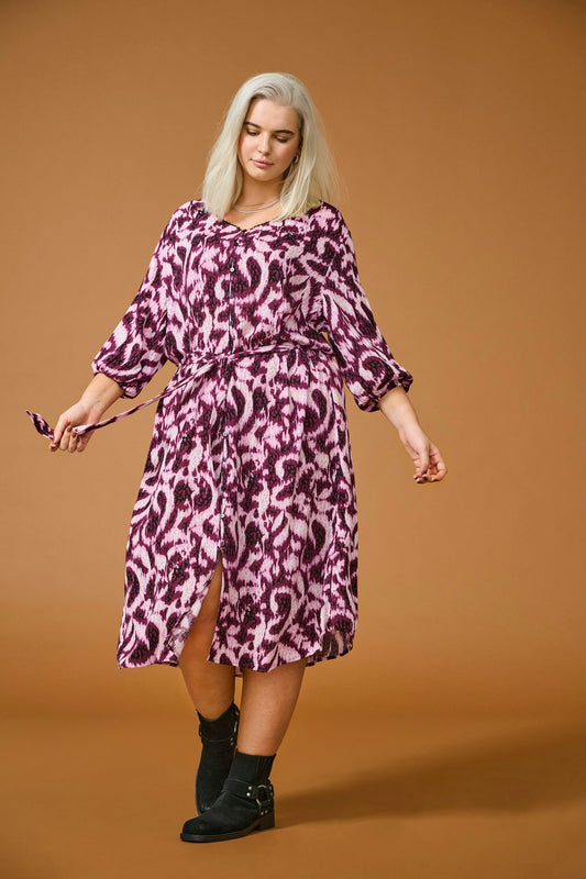 ONLY CARMAKOMA  CARTYLA LIFE 3/4 BLK DRESS AOP