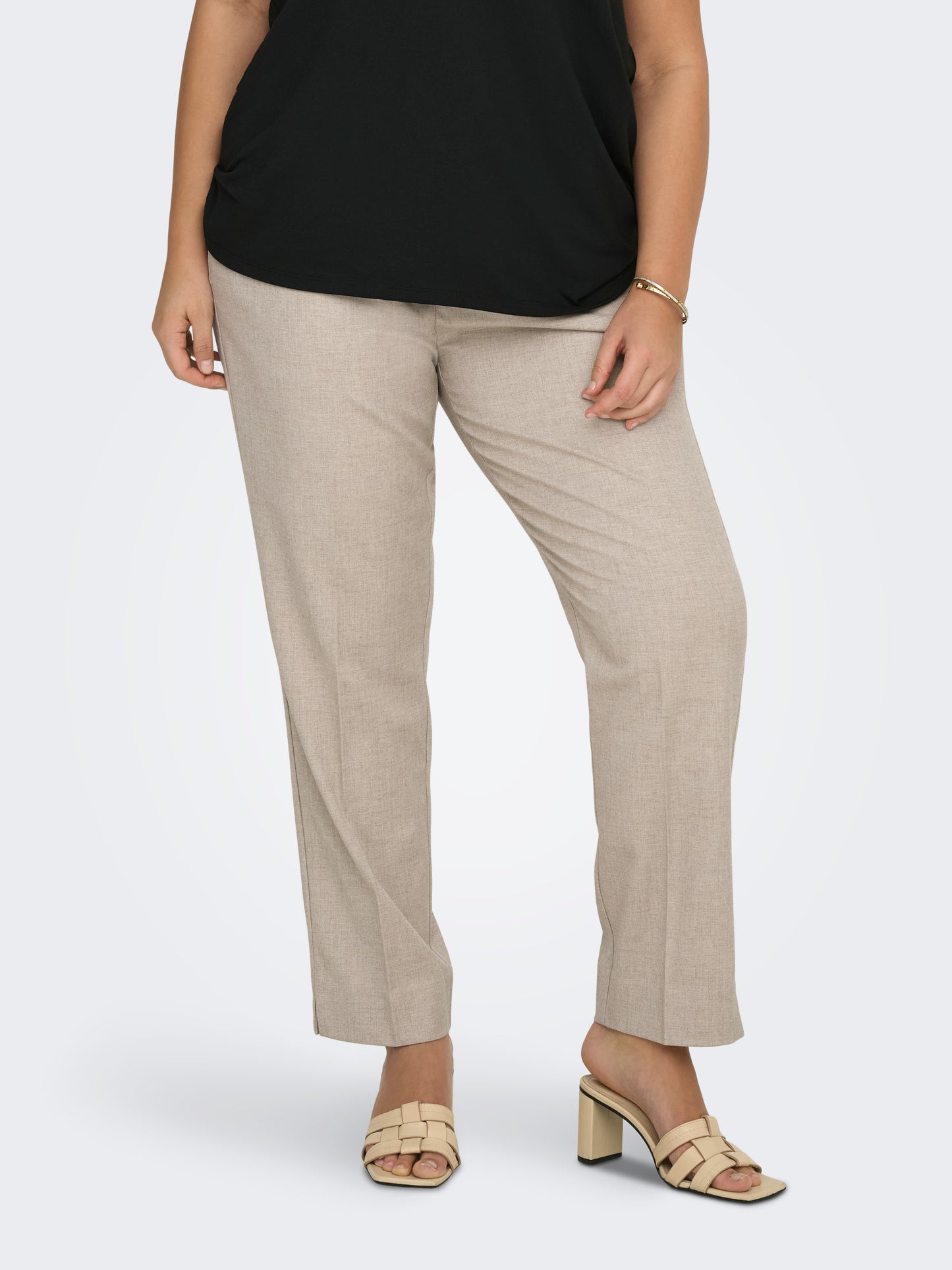 ONLY CARMAKOMA  CARVERONICA-ELLY LIFE HW PANT TLR WHITE PEPPER