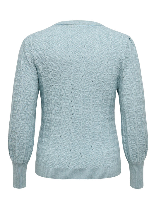 ONLY CARMAKOMA  CARKATIA LS STRUC PUFF O-NECK KNT BLAUW