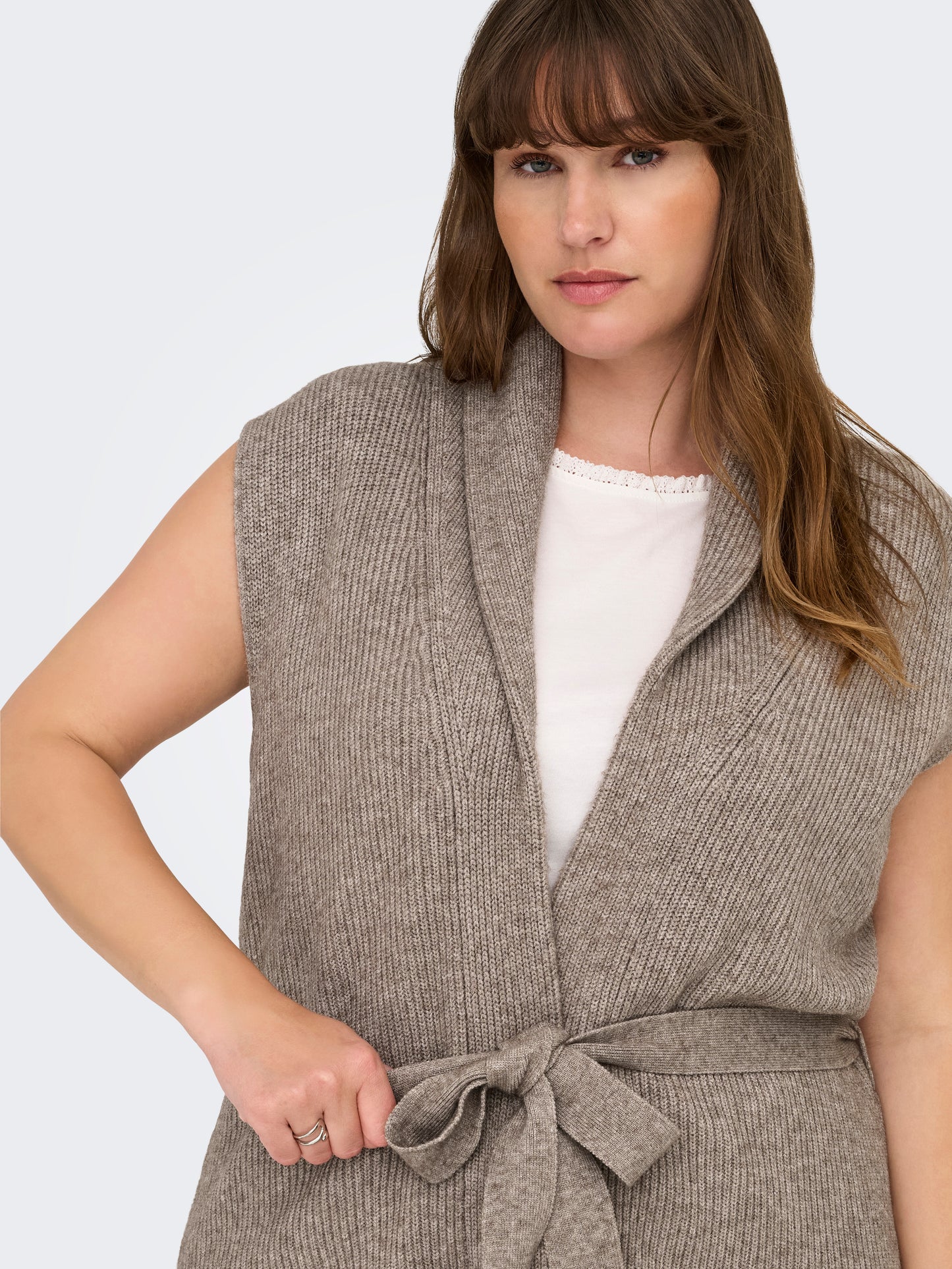 ONLY CARMAKOMA  CARKATIA SL RIB WRAP VEST KNT