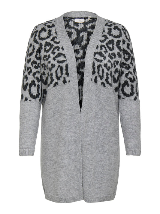 ONLY CARMAKOMA  CARJADE ANIMAL L/S CARDIGAN KNT GRIJS