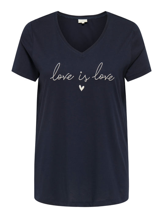 ONLY CARMAKOMA  CARKALLIE LIFE SS V-NECK A-SHAPE TEE BLAUW