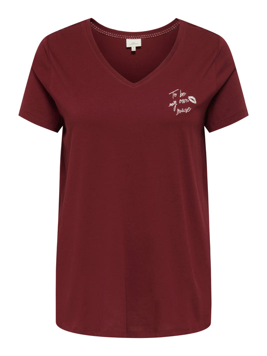 ONLY CARMAKOMA  CARKALLIE LIFE SS V-NECK A-SHAPE TEE WIJNROOD