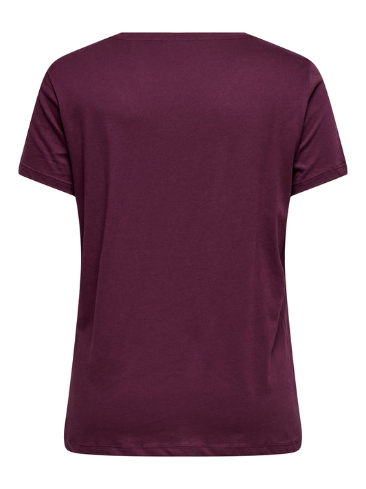 ONLY CARMAKOMA  CARBONNIE LIFE S/S V-NECK REG TEE JRS BORDEAUX