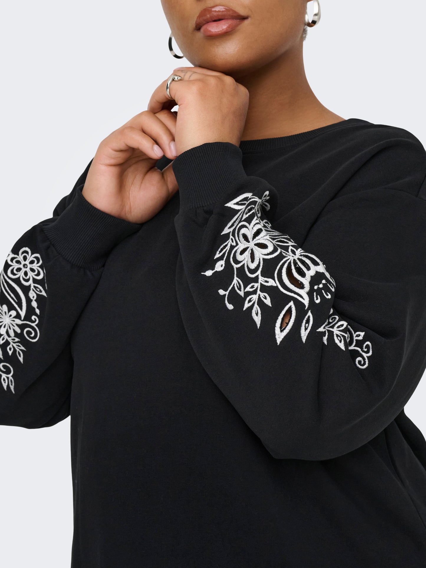 ONLY CARMAKOMA  CARJENNA LS O-NECK SWEAT DRESS SWT ZWART