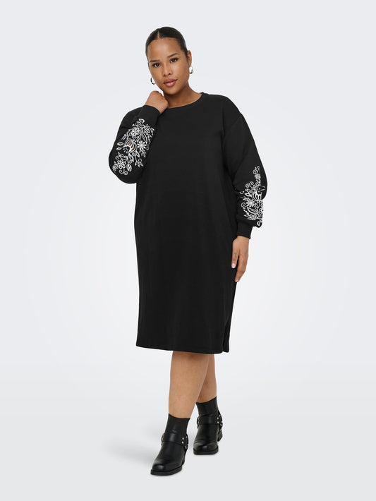 ONLY CARMAKOMA  CARJENNA LS O-NECK SWEAT DRESS SWT ZWART