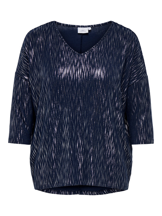 ONLY CARMAKOMA CARFOILA 3/4 V-NECK TOP JRS